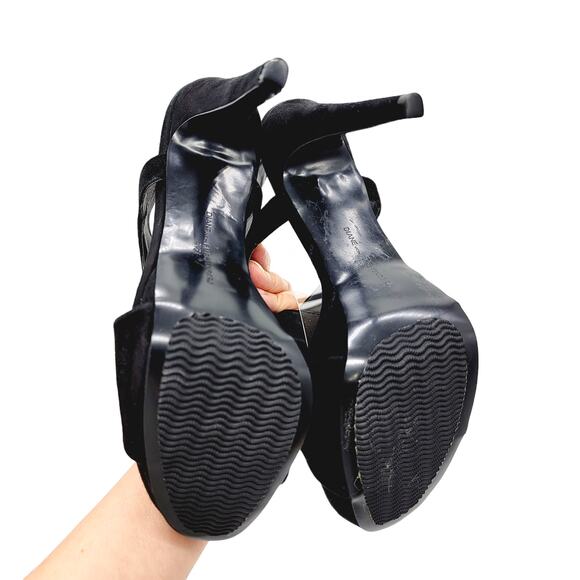 DIANE VON FURSTENBERG Black Suede Strappy Stiletto Slingback Heels Sandals - 8.5 - Picture 8 of 9